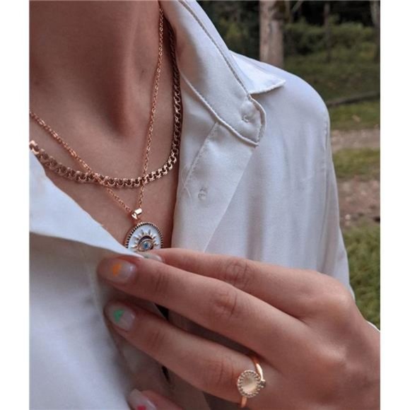 Evil Eye Necklace Gold Protection Necklace | Handmade Evil Eye Jewelry for Women - Picture 7 of 9